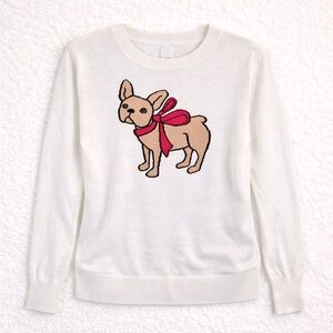 NWT Banana Republic Frenchie Intarsia Sweater Sz XS Cream Lightweight Puppy Dog